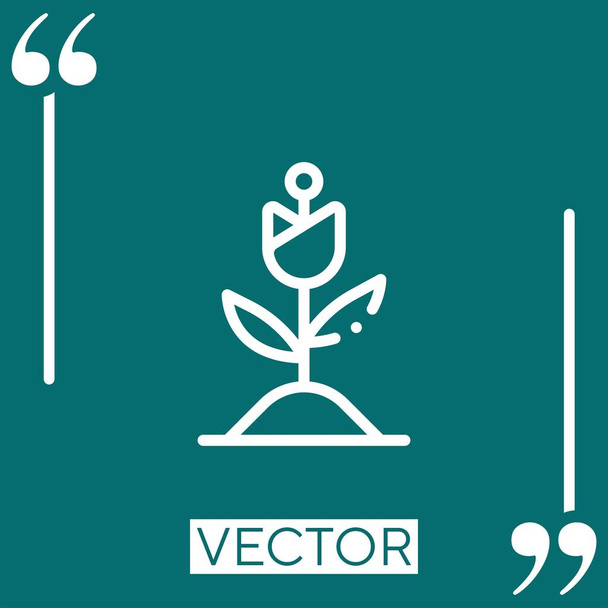 virág vektor ikon Lineáris ikon. Szerkeszthető simított vonal - Vektor, kép