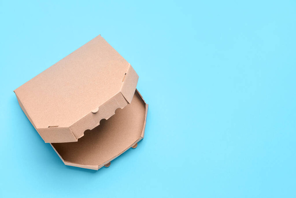 Cardboard pizza box on color background - Photo, Image