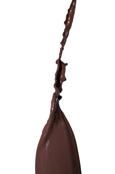 verter chocolate oscuro derretido, aislado sobre fondo blanco - Foto, imagen