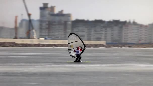 Windsurfen auf dem Eis - Filmmaterial, Video