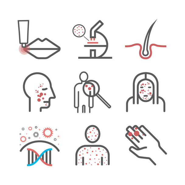 Dermatology. Line icons set. Vector signs for web graphics - Vector, Image