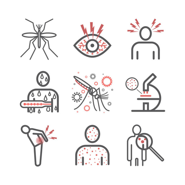 Zika Virus line icon Infographics, Vector signs for web graphics. - Vector, Image