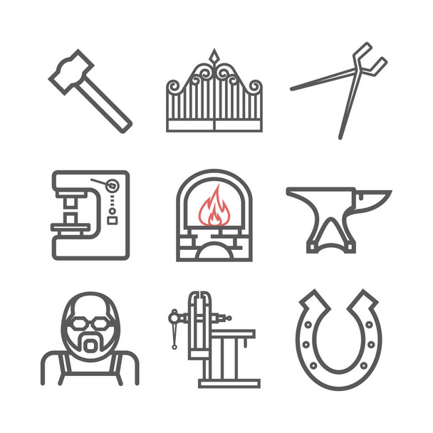 Blacksmith icons set. Vector signs for web graphics - Vector, Image
