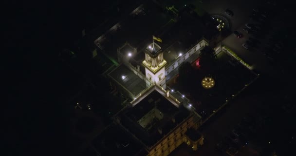 Vista aérea de la noche Belvedere Tower Government House Melbourne - Imágenes, Vídeo