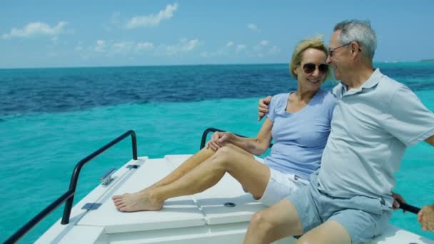 Mature husband wife sailing Caribbean Islands retirement leisure - Footage, Video