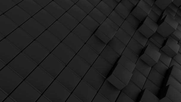 Minimalistinen aaltokuvio tehty kuutioista. Abstrakti musta kuutio heiluttaen pinta futuristinen tausta. 3d animaatio. - Materiaali, video