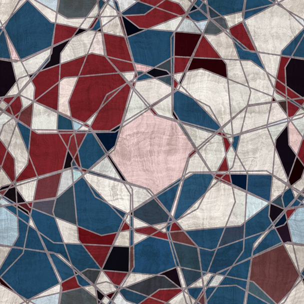 Motivo de azulejo geométrico envejecido adornado sin costuras - Foto, imagen