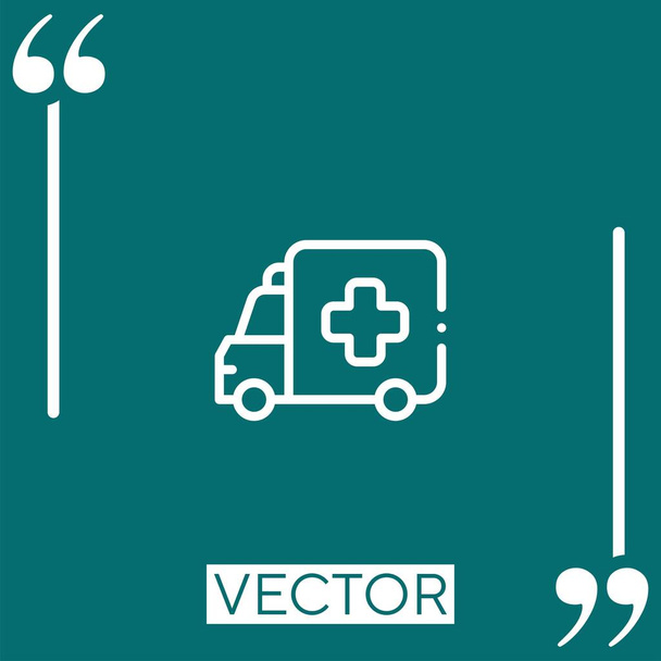 Rettungswagen-Vektor-Symbol Lineares Symbol. Bearbeitbare Strichlinie - Vektor, Bild
