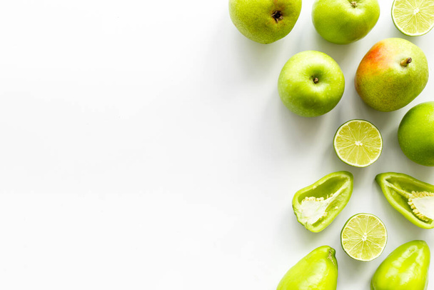 Green vegetables and fruits for detox and healthy vegetarians meal - Fotó, kép