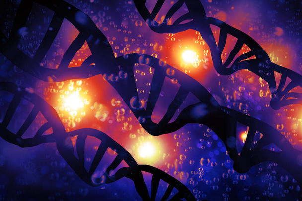 Streszczenie DNA pasemko podwójna helisa genetyka 3D ilustracja - Zdjęcie, obraz