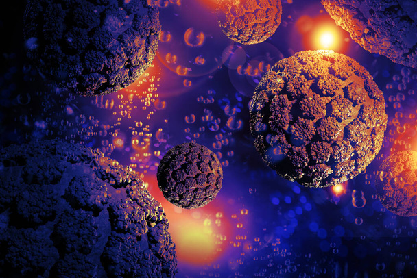 Tartuntatauti Ihmisen papilloomaviruksen solujen käsitteellinen 3D-kuva - Valokuva, kuva
