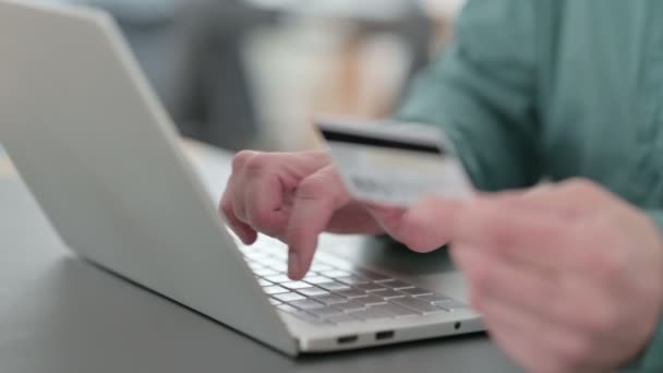 Close up of Hands of Man doing Online Shopping on Laptop  - Felvétel, videó