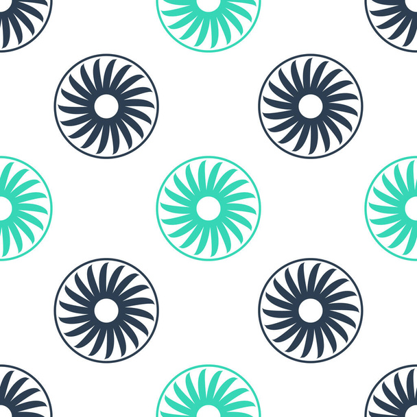 Green Ventilator symbol icon isolated seamless pattern on white background. Ventilation sign.  Vector. - Vector, Image