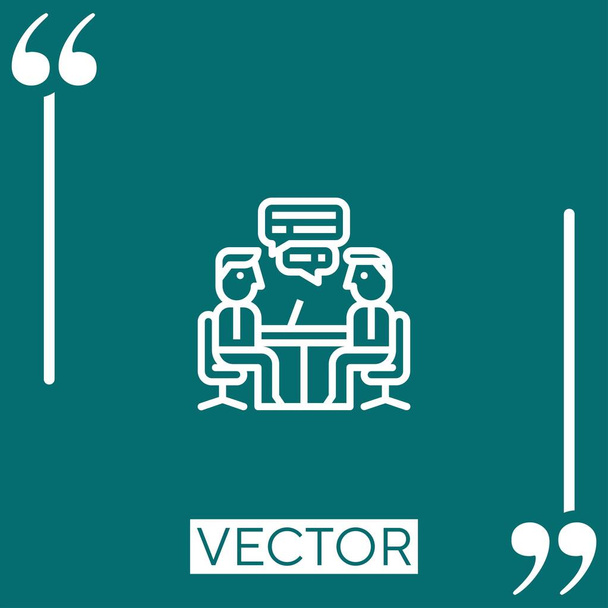 találkozás vektor ikon Lineáris ikon. Szerkeszthető simított vonal - Vektor, kép