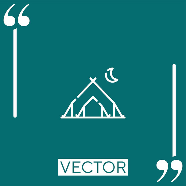 camping icono de la tienda vector icono lineal. Línea de carrera editable - Vector, Imagen