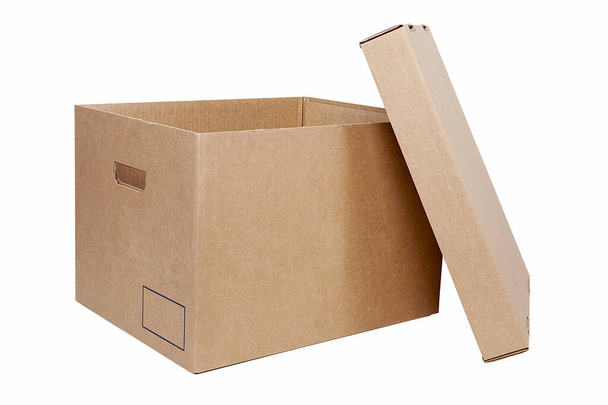 Cardboard boxes on white background. Real estate concept. - Photo, Image
