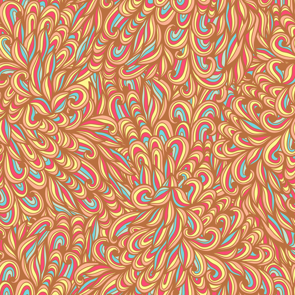 Seamless floral vintage summer striped bright doodle pattern - Vettoriali, immagini