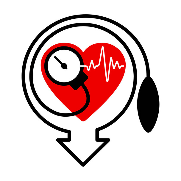 Obniżenie ciśnienia krwi z kształtem serca - Wektor, obraz