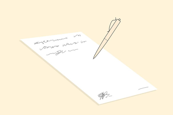 Schreiben auf einem offenen Notizbuch, um Geschäftsentwürfe zu schreiben. Schreiben Sie Geschäftstagebuch Konzept. Trendige Linie zeichnen Grafik Design Vektor Illustration - Vektor, Bild