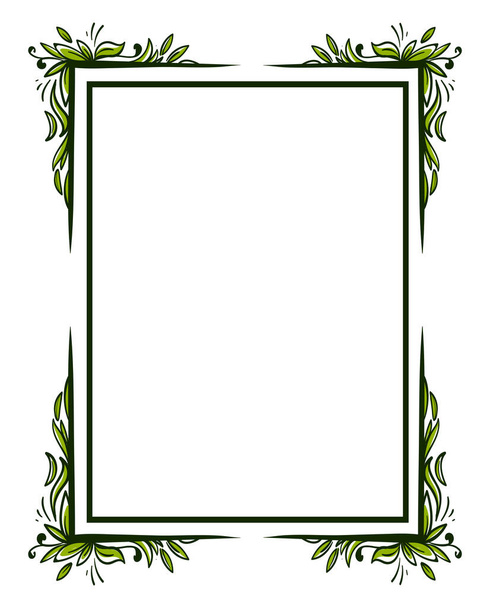 Decorative frame with leaves, illustration, vector on a white background. - Vector, Image