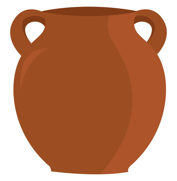 Bruine pot, illustratie, vector op een witte achtergrond. - Vector, afbeelding