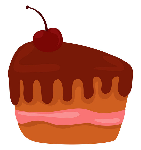 One piece of cake, illustration, vector on a white background. - Vetor, Imagem