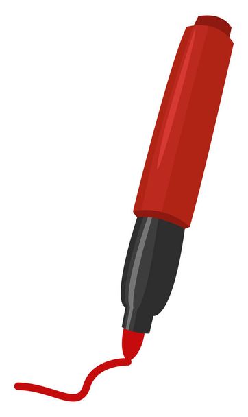 Pequeño rotulador rojo, ilustración, vector sobre un fondo blanco. - Vector, imagen