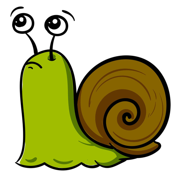 Very sad snail, illustration, vector on a white background. - Vector, Image