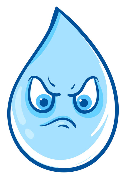 Angry water drop, illustration, vector on a white background. - Vettoriali, immagini