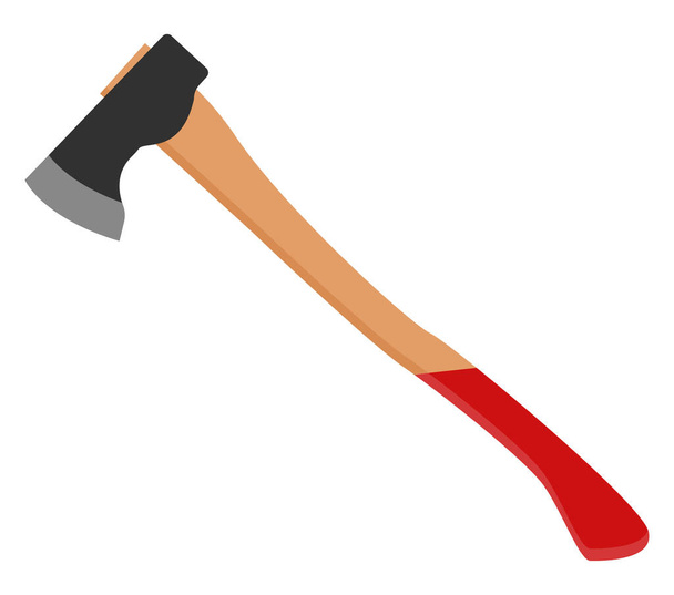 Big AXE with a red handle, illustration, vector on a white background. - Vektor, obrázek