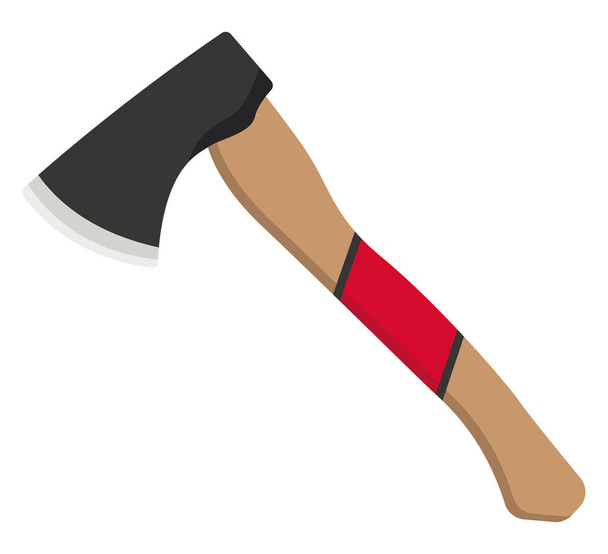 Axe with a red stripe on its handle, illustration, vector on a white background. - Vektori, kuva
