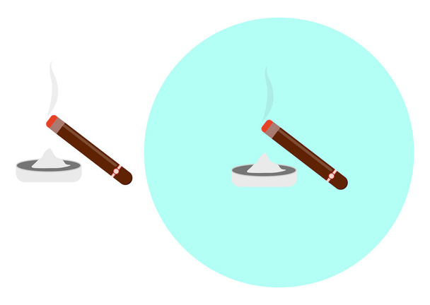 Курение сигары, иллюстрация, вектор на белом фоне. - Вектор,изображение