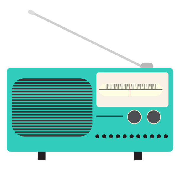 Blue radio, illustration, vector on a white background. - Vetor, Imagem