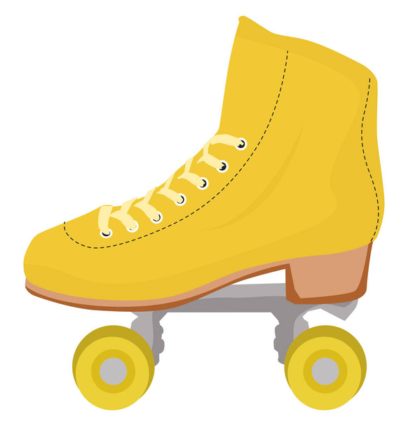 Yellow roller shoes, illustration, vector on a white background. - Vector, Image