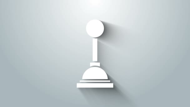 Fehér Sebességváltó ikon elszigetelt szürke háttér. Kézi adatátviteli ikon. 4K Videó mozgás grafikus animáció - Felvétel, videó