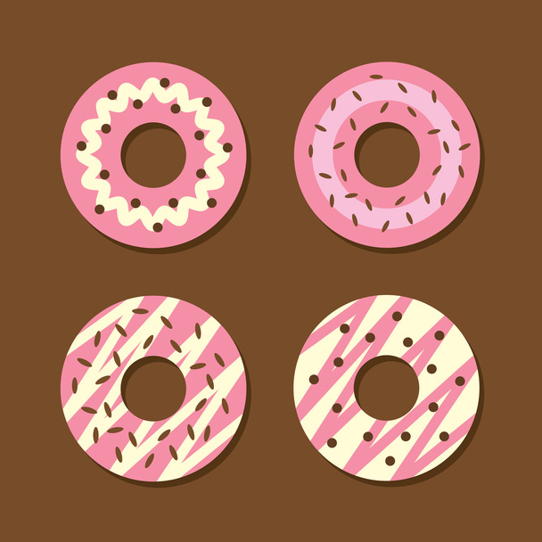 Set Of Strawberry Donuts  - Vetor, Imagem
