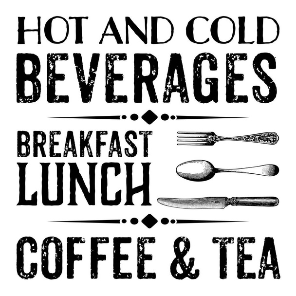Káva a čaj Restaurace Lounge Cafe Teahouse Coffee bar Black & White Ilustrace Infographic izolované na bílém pozadí - Fotografie, Obrázek