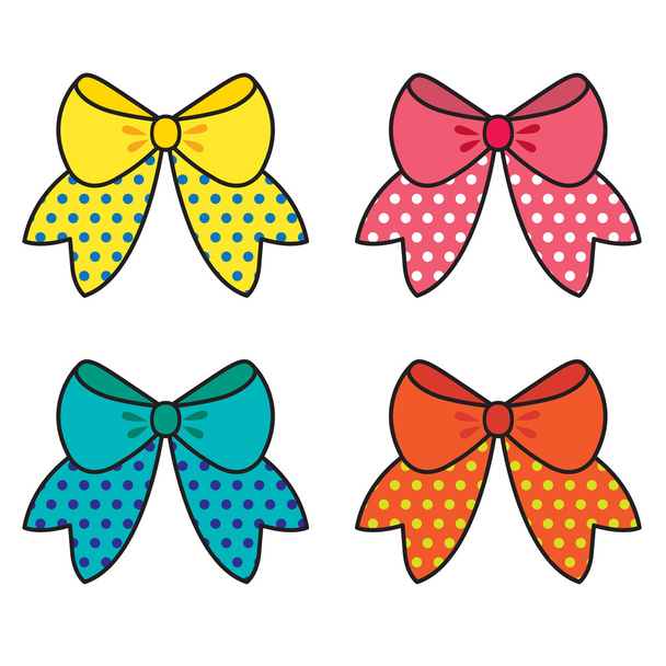 Set Of Colorful Bow Vector Illustration - Vector, Image