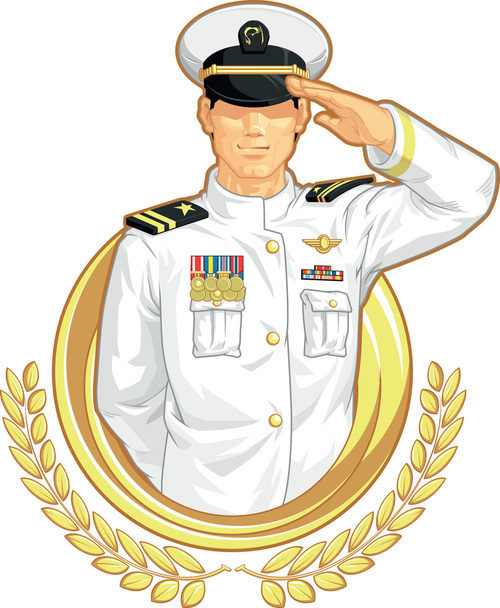 Военный в салютном жест
 - Вектор,изображение