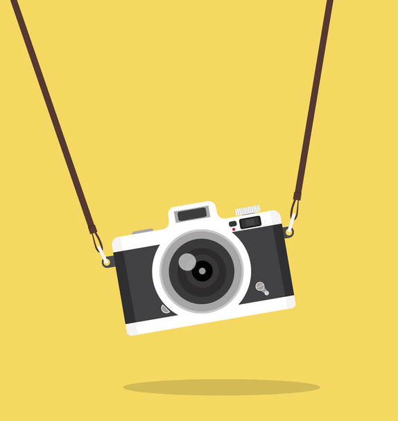 vintage hanging camera  on color  background concept - Διάνυσμα, εικόνα