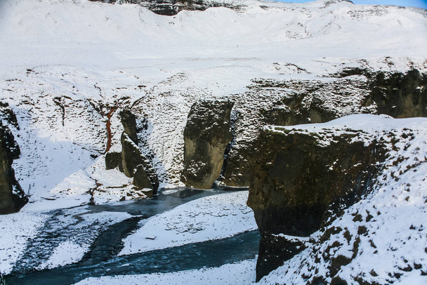 Winter landscape in Fjadrargljufur, Iceland, Northern Europe. - Photo, image