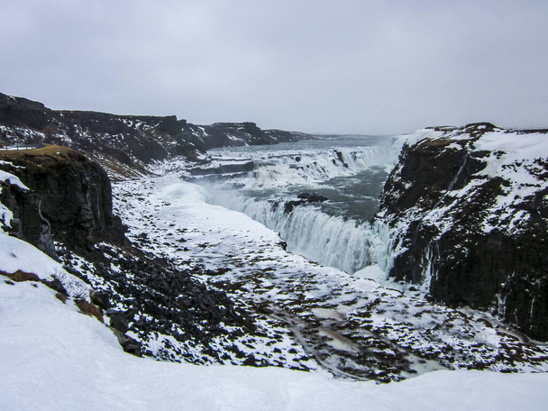 Winter landscape in Gullfoss waterfall, Iceland, Northern Europe. - Foto, immagini