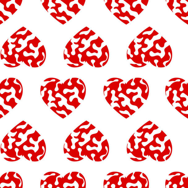 Seamless pattern with red cute hearts. Good print for any project. - Vector, Image