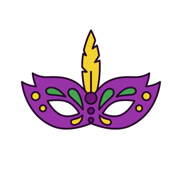Face half mask for Mardi Gras. Isolated single symbol on white background - Vector, Image
