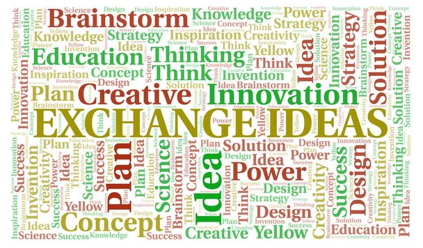 Exchange Ideas typography word cloud create with text only. - Photo, Image