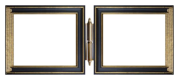 Double wooden frame (diptych) for paintings, mirrors or photos isolated on white background - Photo, Image