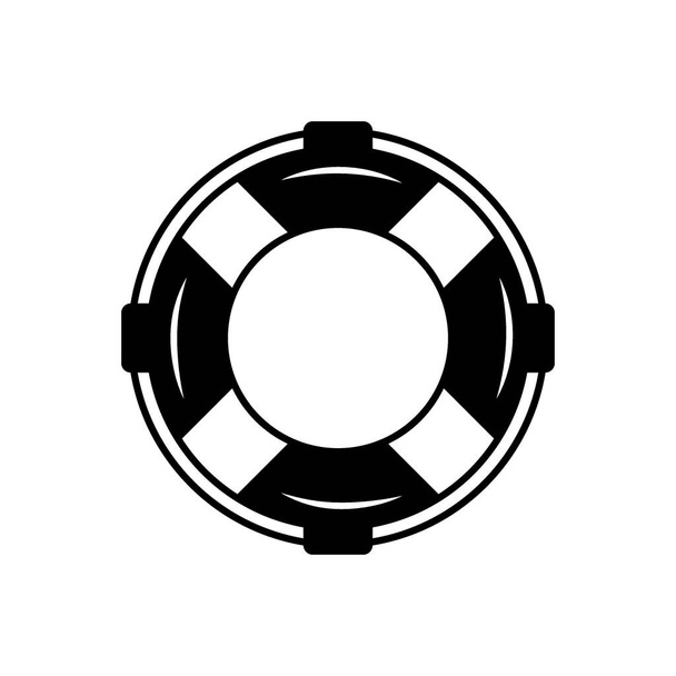 Icono de línea negra bote salvavidas. Boya salvavidas, bote salvavidas, símbolo de ayuda. - Vector, imagen