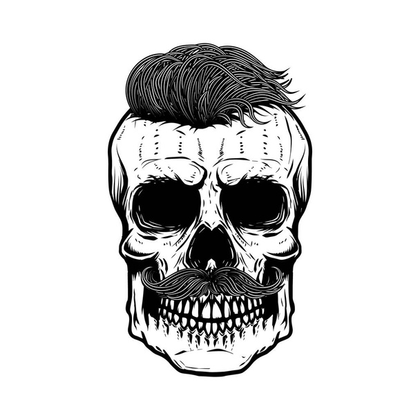 Zombi koponya illusztráció elszigetelt fehér háttér. Tervezési elem poszterhez, emblémához, pólóhoz. - Fotó, kép