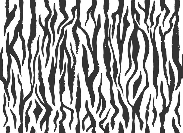 Pelle di zebra, strisce grunge pattern. Stampa animale. Sfondo bianco e nero. Struttura vettoriale. - Vettoriali, immagini