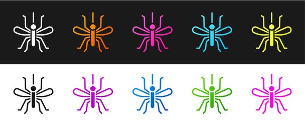 Set Icono de mosquito aislado sobre fondo blanco y negro. Vector. - Vector, Imagen